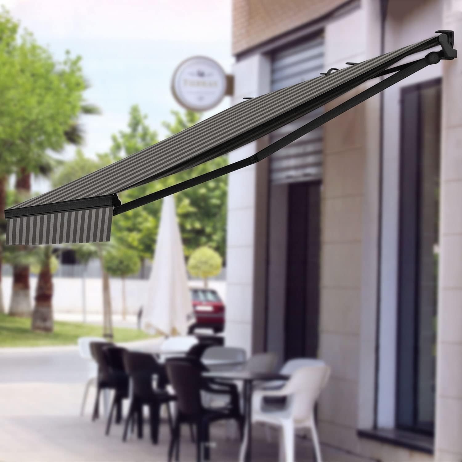 Multiple Awnings Motorized Awning Retractable Sun Shade with Black Structure