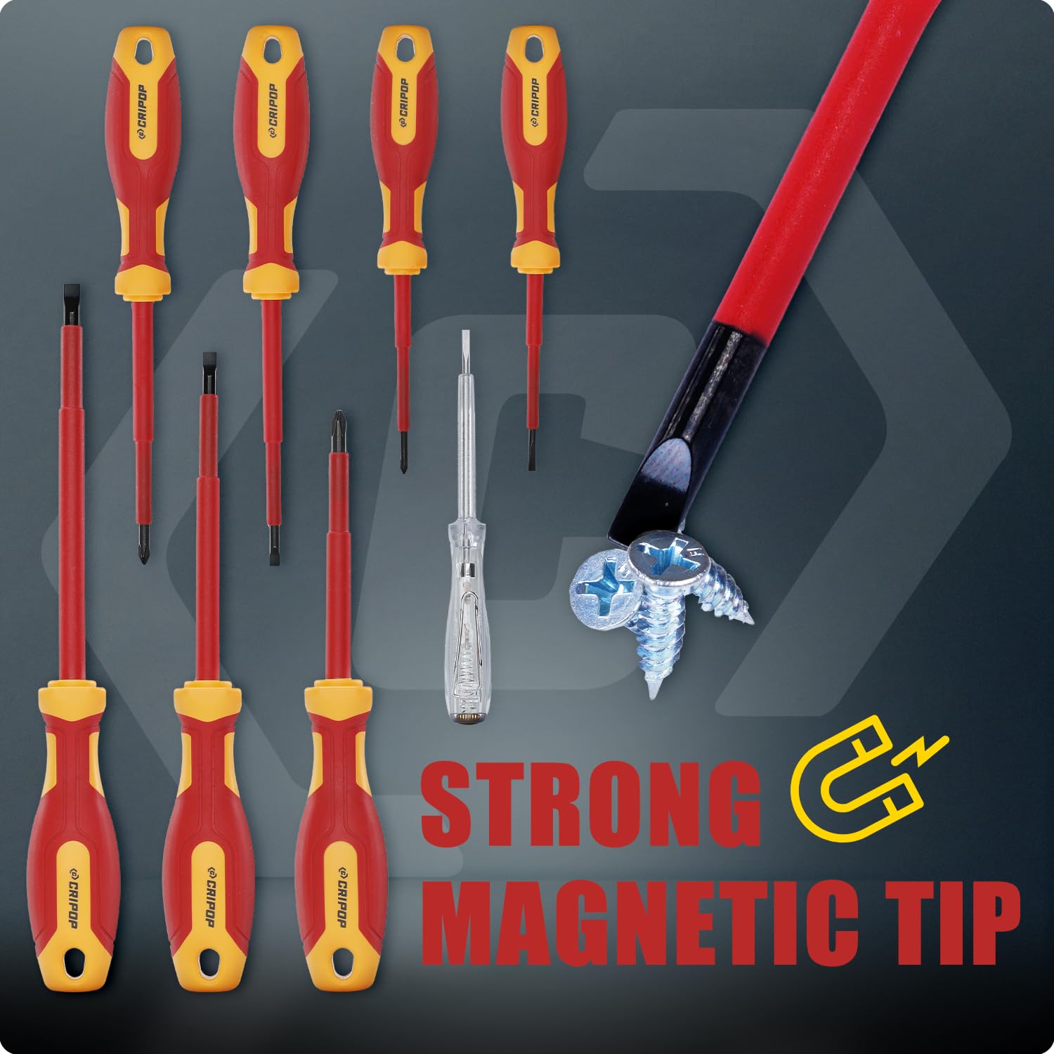 CRIPOP 5PCS VDE Insulated Pliers Tool Set,1000V Insulated Electrical Tools Kit,Includes 190mm Combination Plier,165mm Diagonal Cutter - Image 4