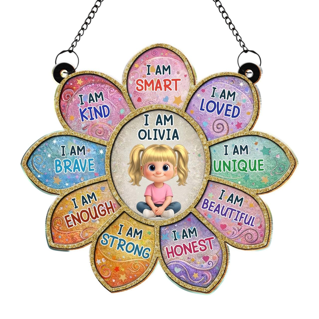 I Am Smart Loved Unique Affirmation Flower Suncatcher Gifts for Daughter I Am Smart I Am Kind I