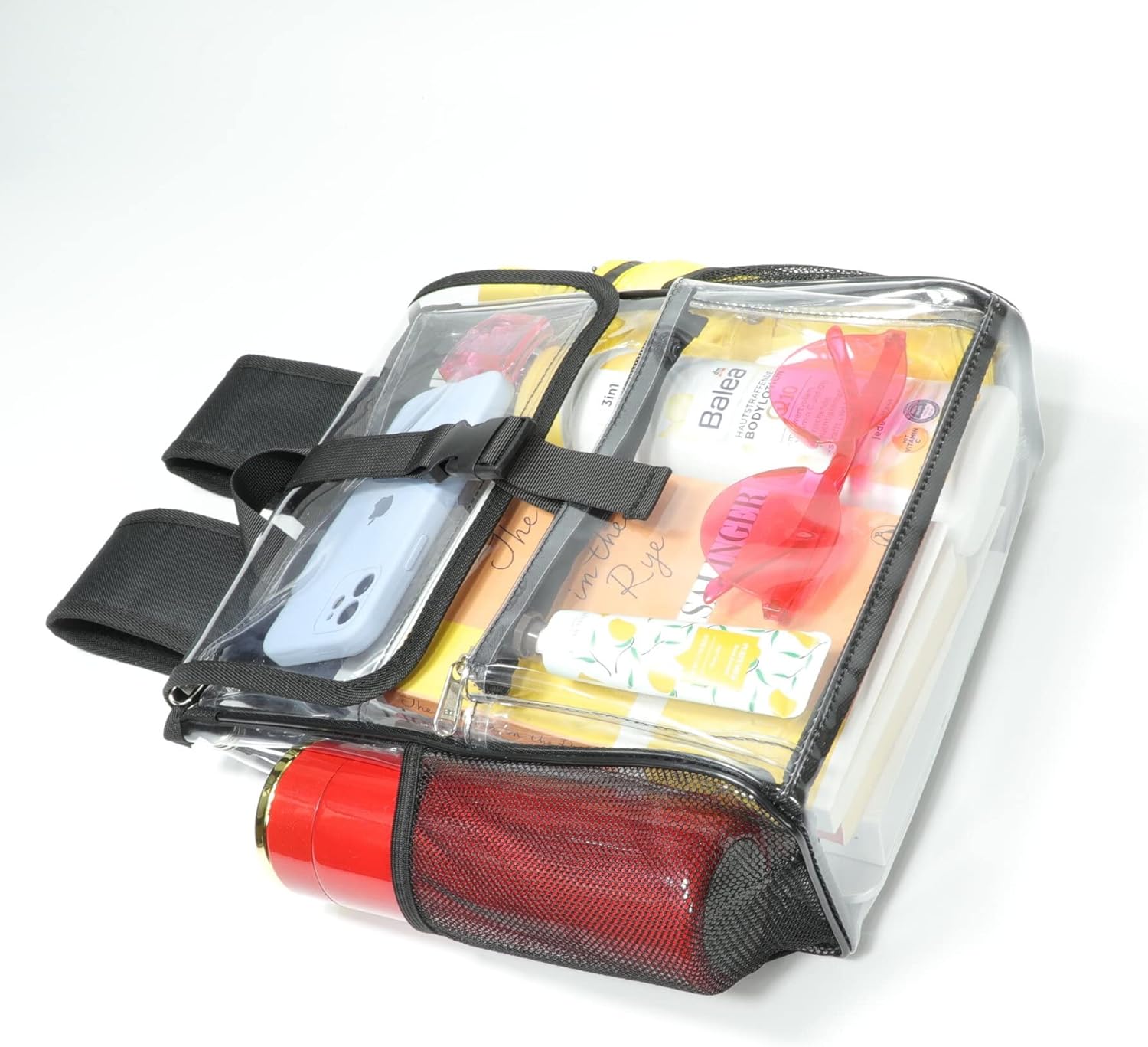 Mildbeer Clear Stadium Backpack for Sports Events & Concerts - 12x12x6 Compact PVC Flap Backpack with Multi-Pocket Design, Black - Image 9