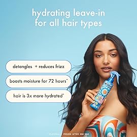 amika Hydro Rush Intense Moisture Leave-In Conditioner with Hyaluronic Acid, 60ml | for all hair types, long-lasting hydration, detangles and reduces frizz, travel size
