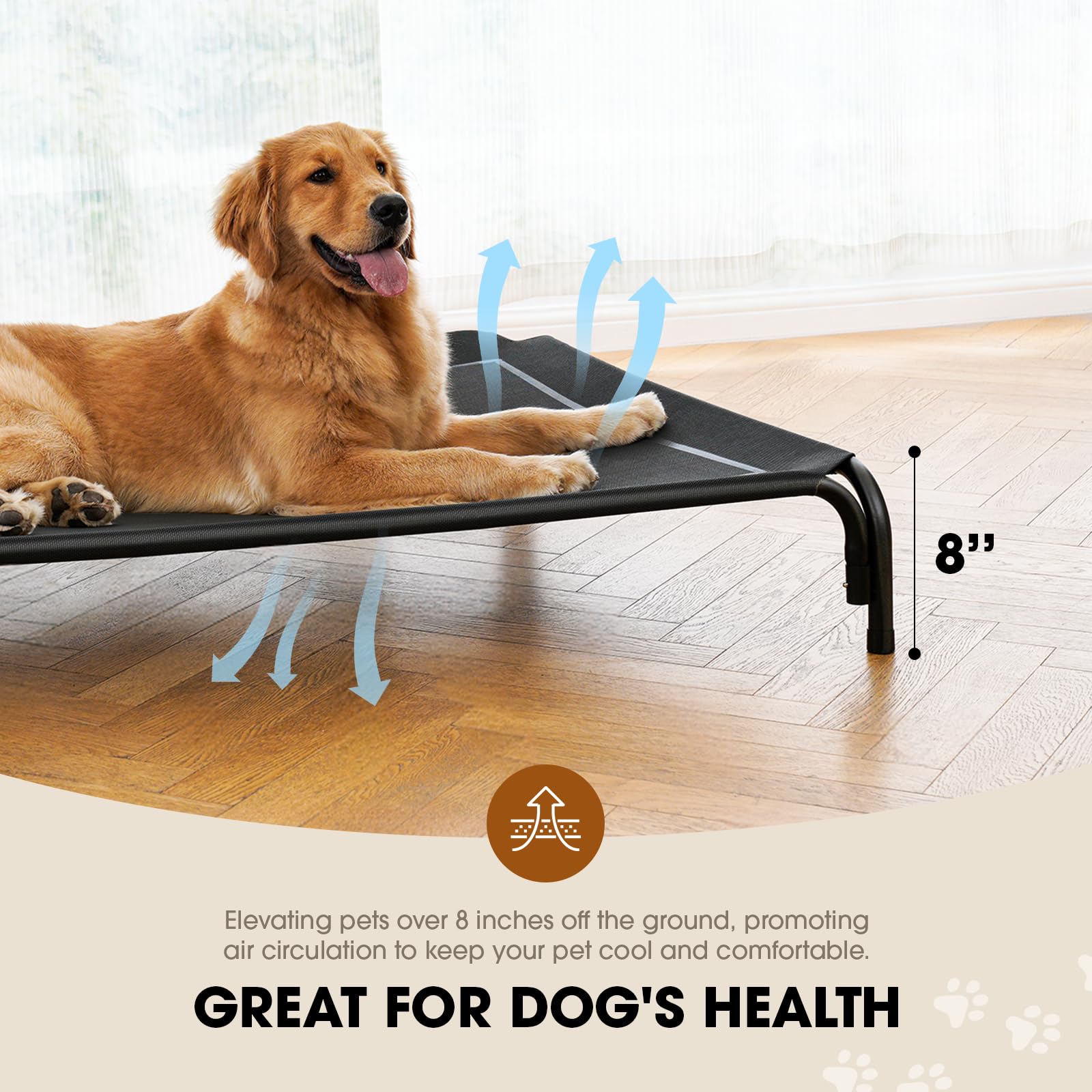 Czpalo Elevated Dog Bed, Raised Outdoor Dog Bed for Large Sized Dog, Portable Cooling Pet Cot with Breathable & Washable Mesh, Indoor & Outdoor Pet Hammock with Skid-Resistant Feet. - image 3
