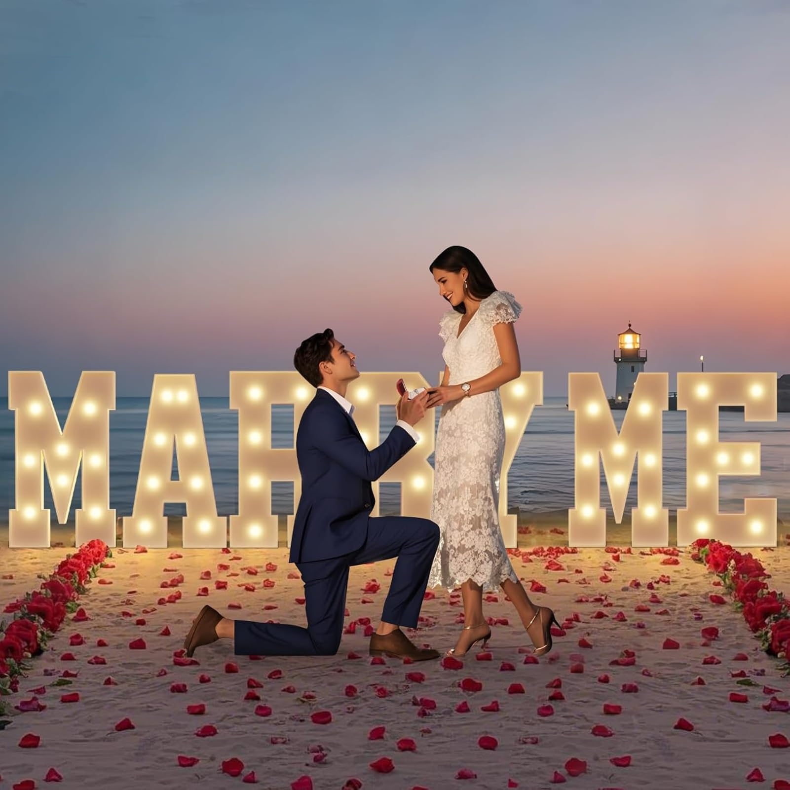 7-Teiliges Led-leuchtbuchstaben-Set Marry Me – Romantische Heiratsantrags- Und Jubiläumsfeier-Dekoration – Große Leuchtbuchstaben for Heiratsanträge(120cm)