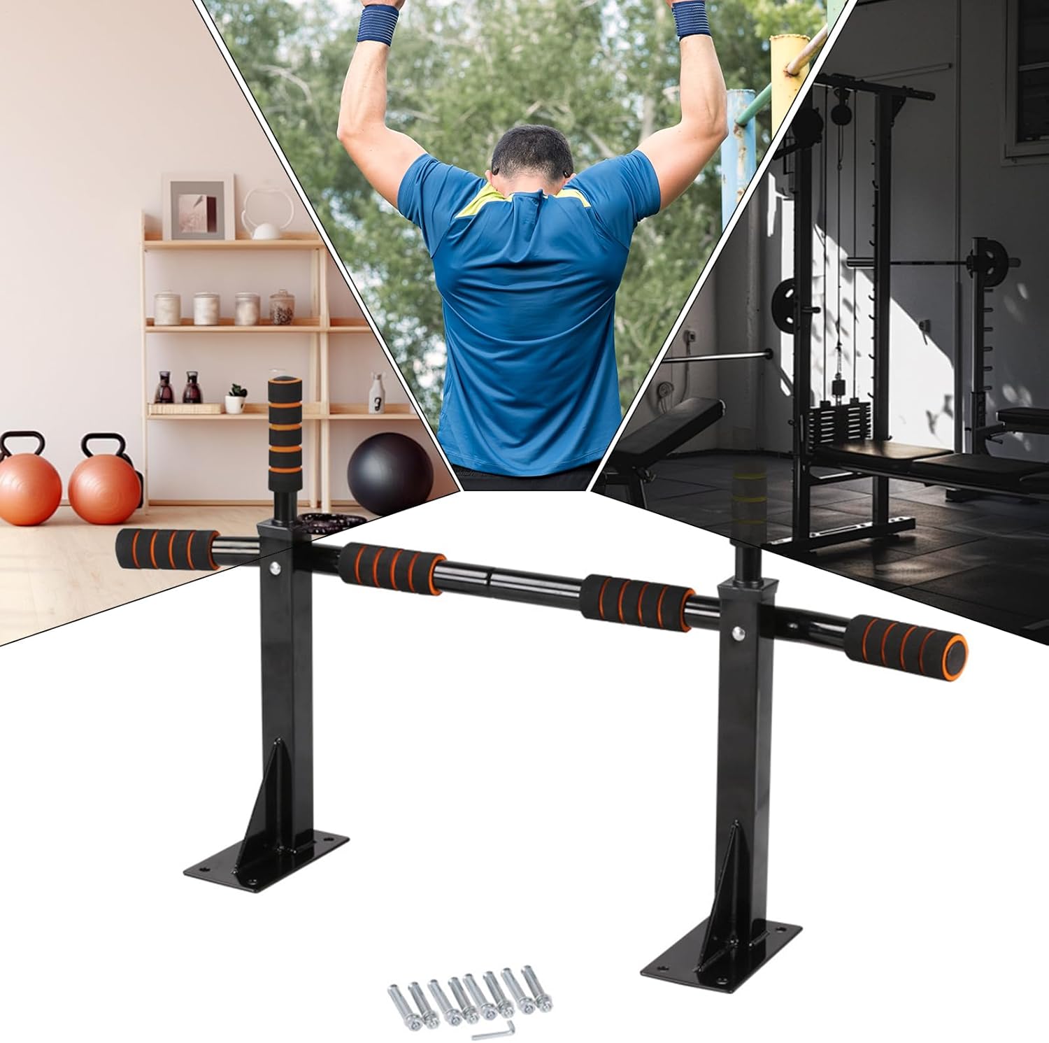 壁掛け懸垂バー - ディップラックステーションプッシュ, 多機能懸垂バー, 家庭用ジムフィットネス, ワークアウト室内運動向け, 安
