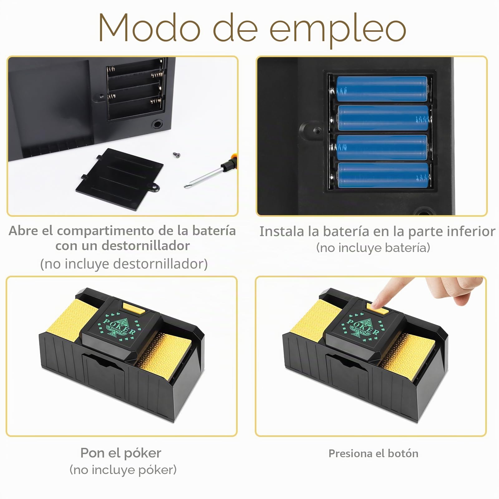 Barajador de Cartas Eléctrico, MXTIMWAN Barajador Automático de Cartas de 1 a 2 Barajas, a Pilas Máquina Barajadora de Cartas, para Jugar al Póquer, Texas Hold Em, Blackjack