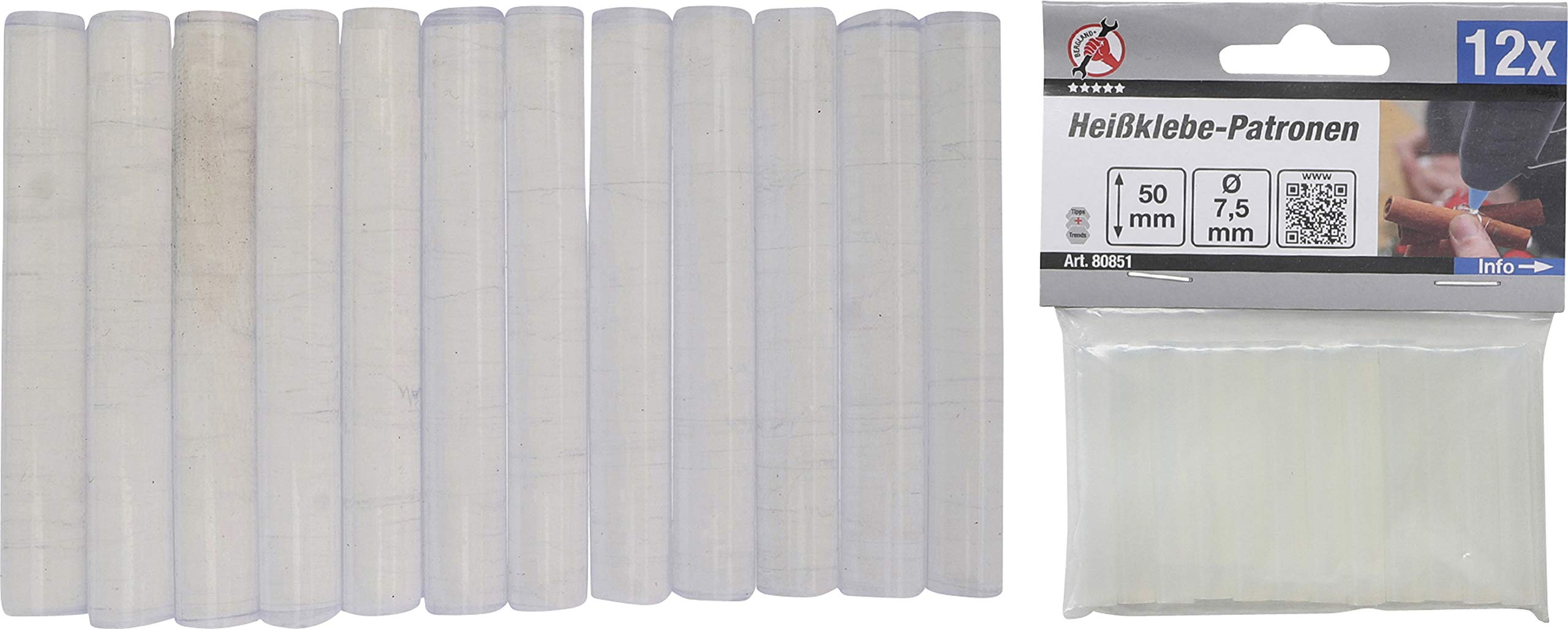 BGS Diy 80851 | Cartucce per colla a caldo | trasparente | Ø 7,5 mm, 50 mm | 12 pz.