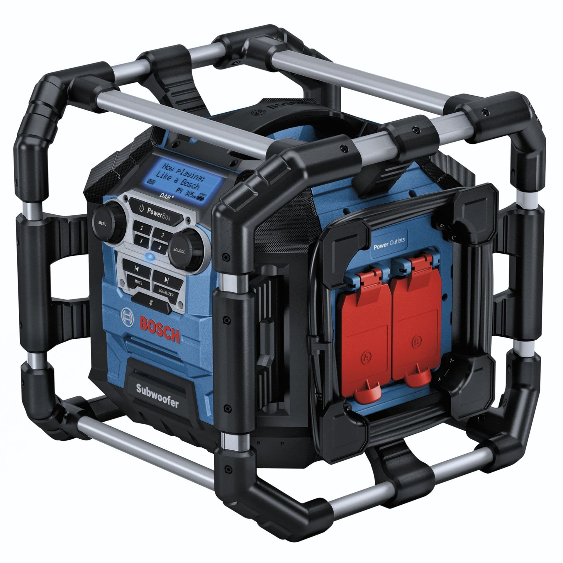 Bosch Professional 18 V Système radio de chantier à batterie GPB 18 V-5 SC (récepteur DAB+, Bluetooth, FM et AUX, inclut câble AUX, 2 piles (AA) dans une boîte