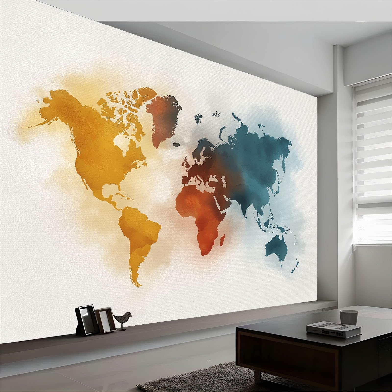 Tapeta vintage mapa świata zdjęcie mural 200 szer. x 140 cm wys. cm, styl akwarela włóknina sztuka ścienna plakat obraz projekt - fototapeta dekoracyjna tapeta do salonu sypialni pokoju dziecięcego