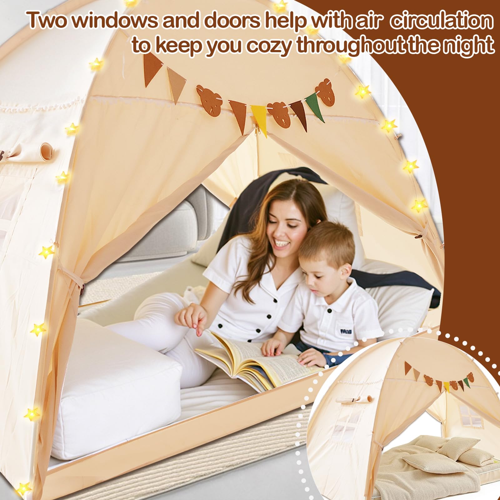 XTQINJIN Bed Tent Twin for Kids, Twin Size Bed Tent Cozy Indoor