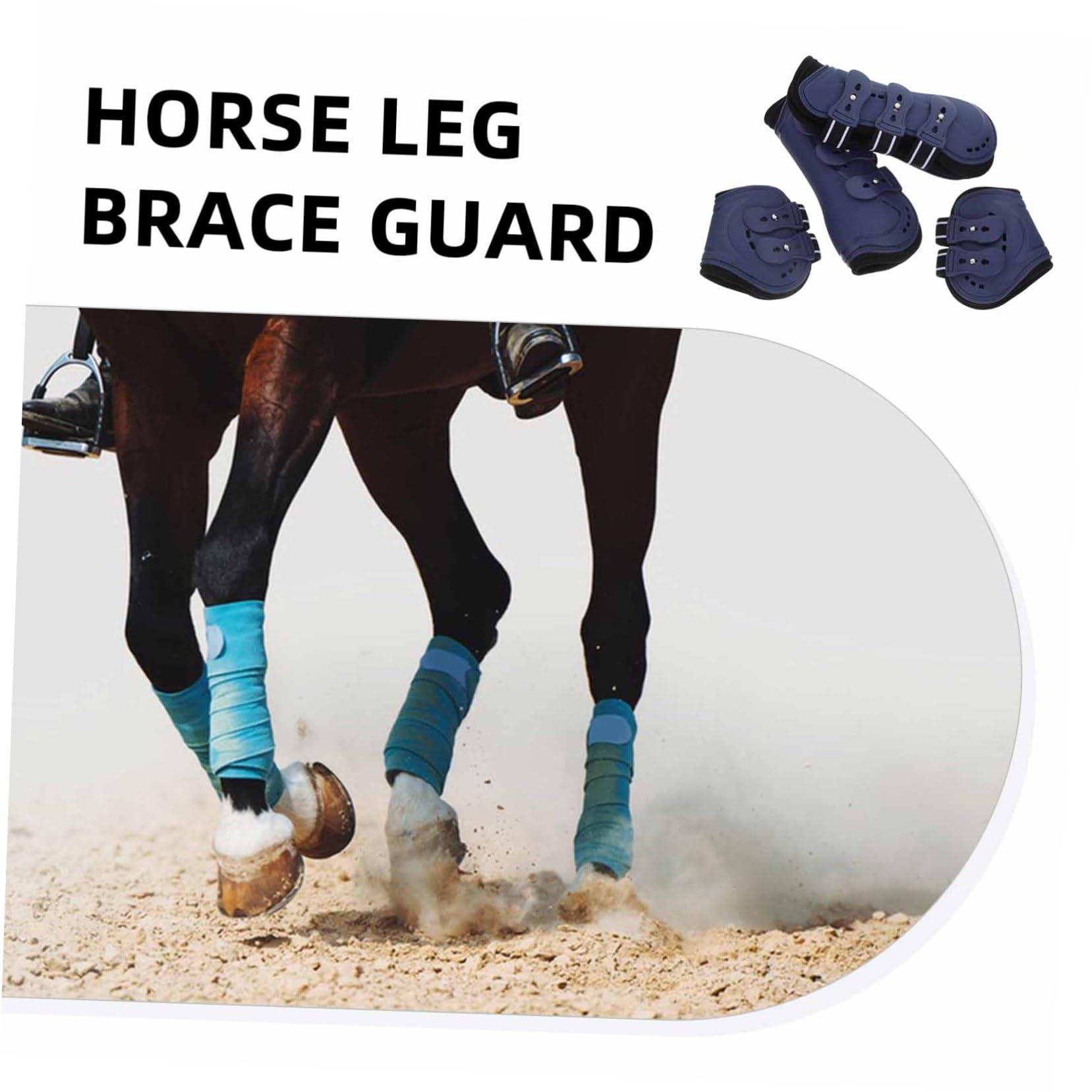 4 Piezas Botas para Caballo Ajustables de PU Protector de Tendón y Ligamento Abierto para y Equitación Mediano Color Azul para y Entrenamiento Ecuestre