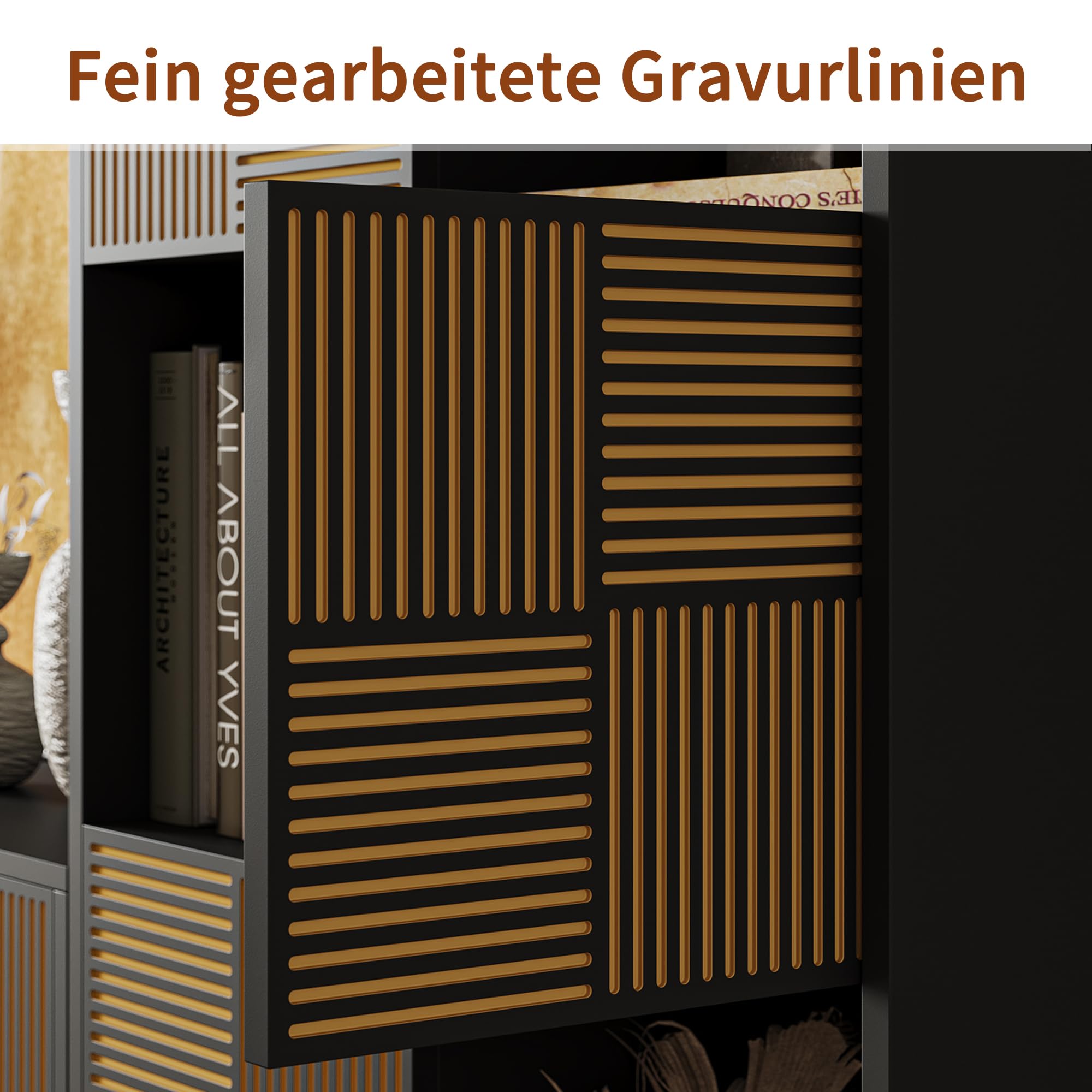 Würfelregal Bücherschrank mit 8 Fächer, Schwarz Bücherregal Raumteiler Regal für Wohnzimmer,Büro,Kinderzimmer, MDF Holz,Horizontal oder Vertikal