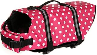 suyi Pet Dog Swimming Life Jacket Reflective Saver Preserver Floatation Vest Coat with Adjustable Belt Standard Fastening Pink Blue Yellow Size XS M L XL