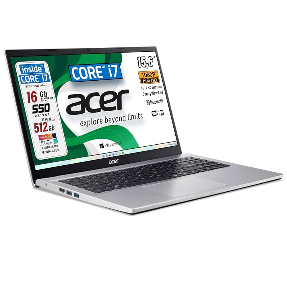 Acer Laptop Aspire CPU Intel Core i7-1255U 12Th, up to 4.70