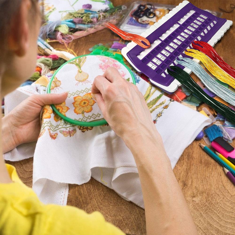 Organizzatore Filo Ricamo 30 Posizioni - Scatola In Schiuma E Plastica Per Punto Croce, Viola - Foto 6