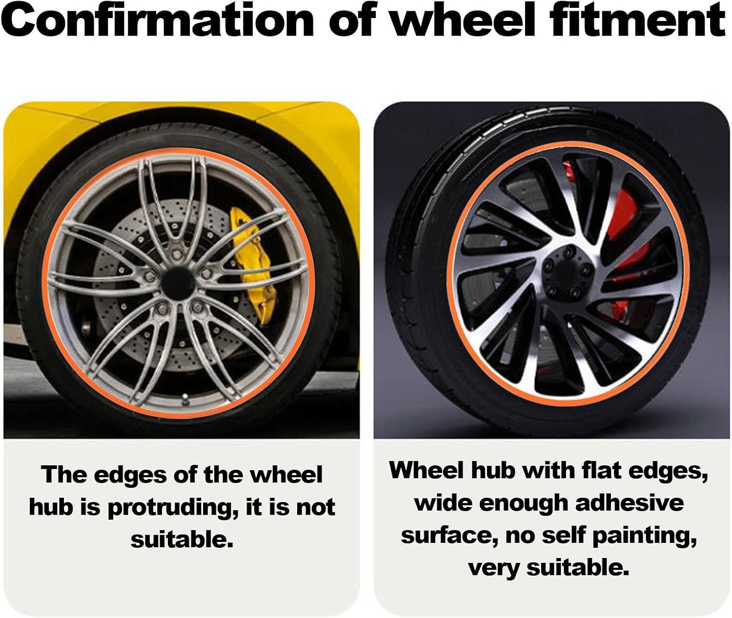 Orange ABS Self Adhesive Wheel Rim Protector Guarding Trim Ring 20 Inch High Performance Protection for Universal Car