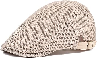 DIYDECAL Mens Breathable Mesh Summer Hat Adjustable Newsboy Beret Ivy Cap Cabbie Flat Cap