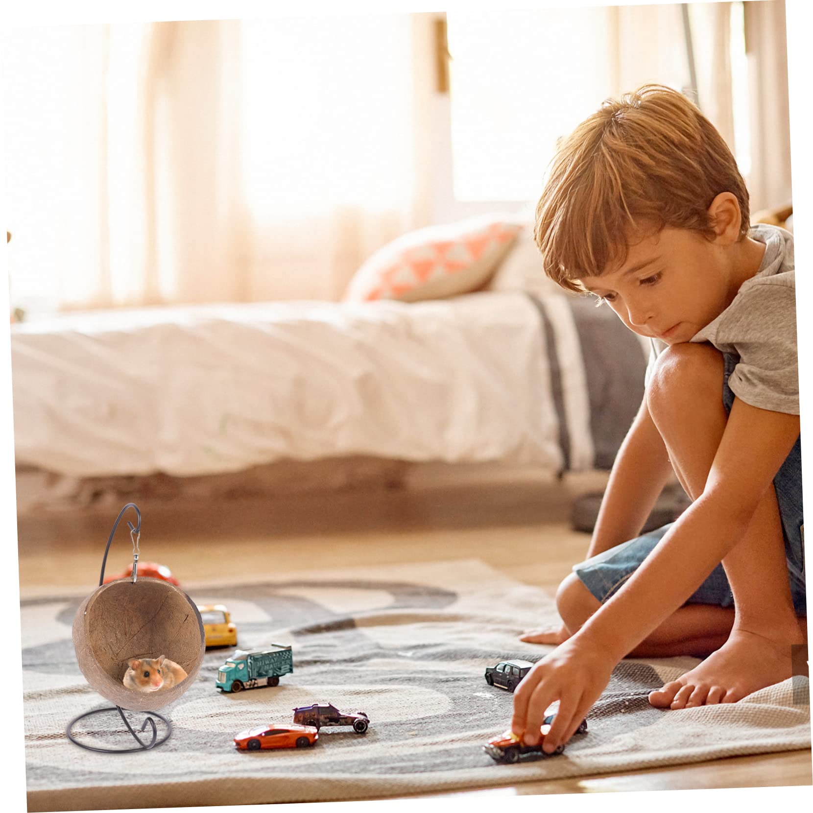 COLLBATH 2stücke Kokosnuss Hängematte Für Kleintiere Bequemer Schlafplatz Und Spielzeug Für Hamster Meerschweinchen Chinchillas Und Gemütliches Nest Kokosnuss Mit Weichem Polster