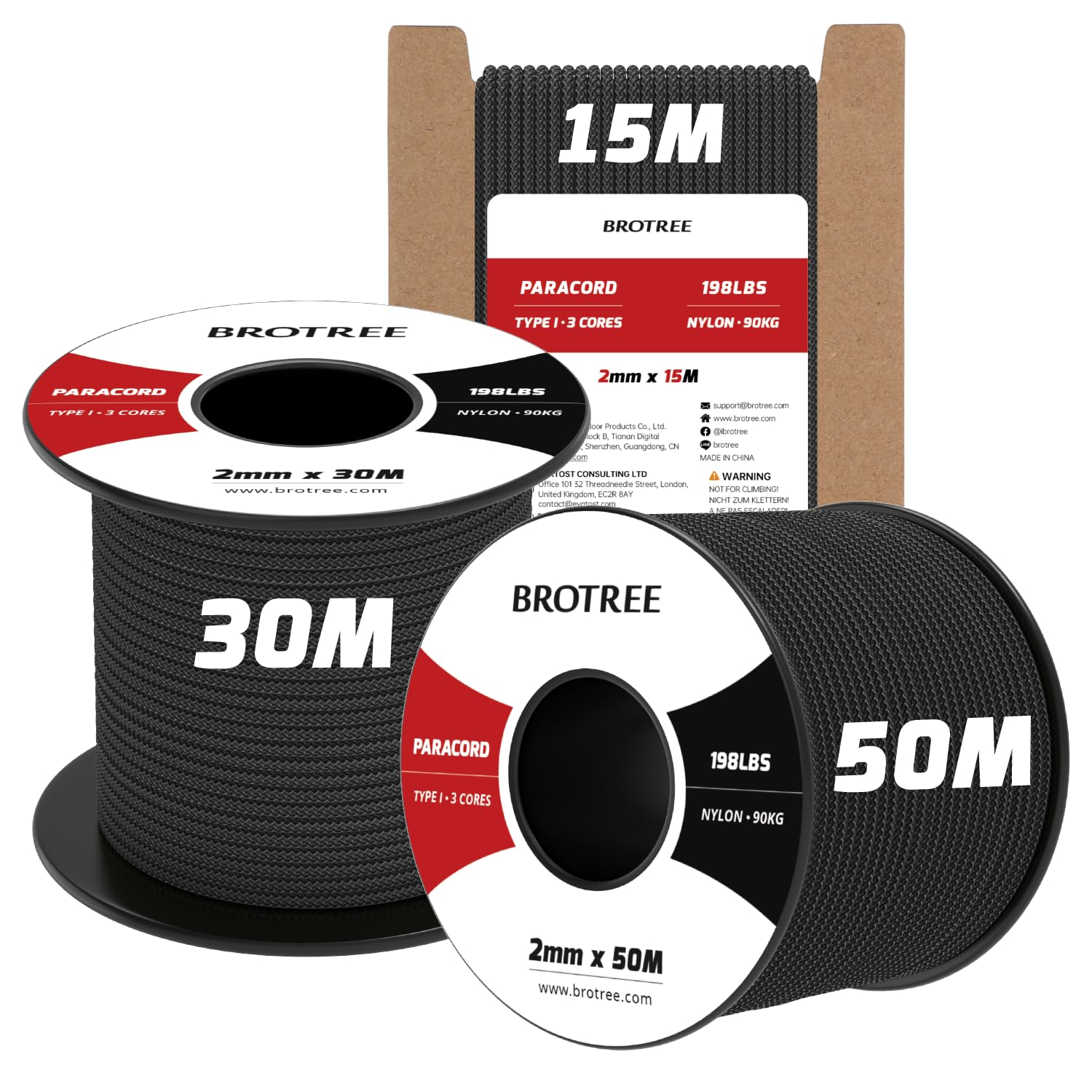 BROTREE 2mm Paracord 3 Strand Nylon Parachute Cord 100% Nylon Cord for Outdoor & DIY