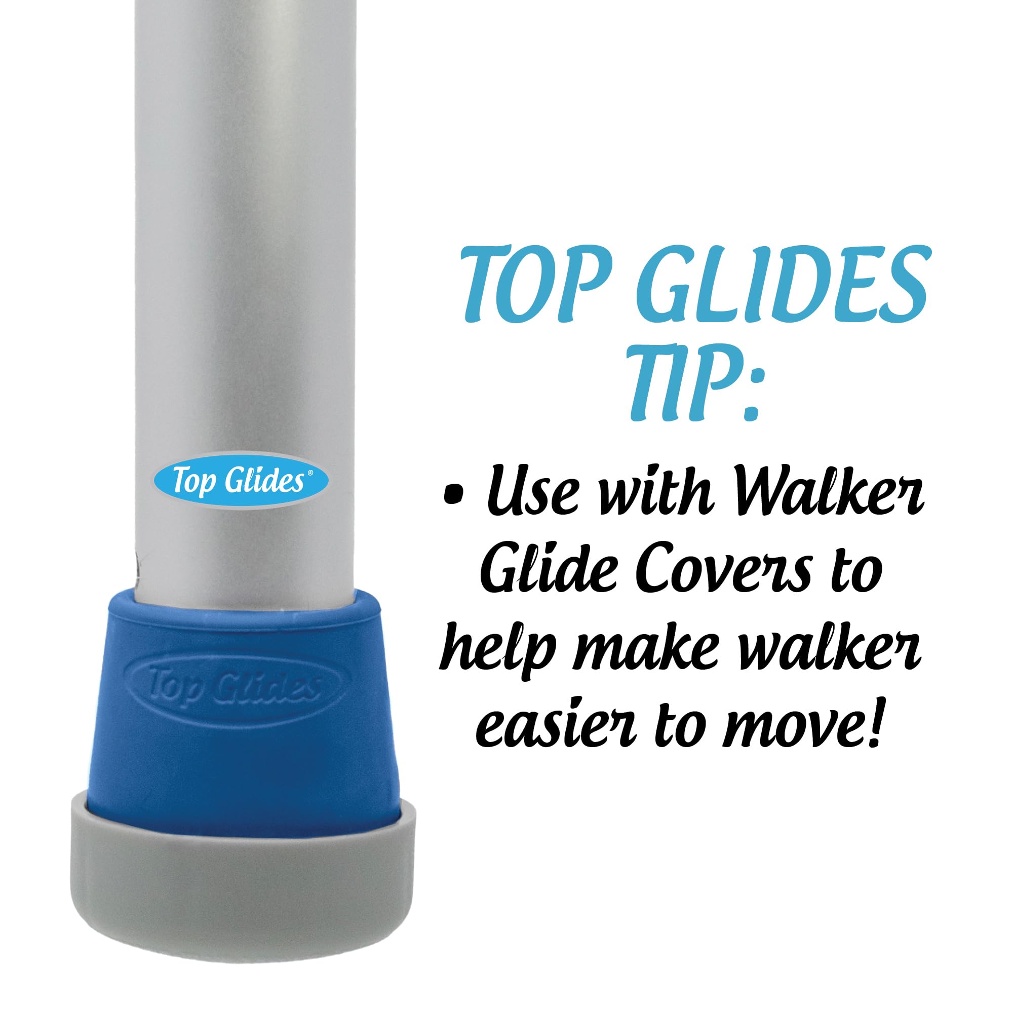 Top Glides Steel-Reinforced Walker, Commode, and Bath Bench Replacement Rubber Tips, Blue, 1 1/8" (Pack of 4) — Amazon image 6