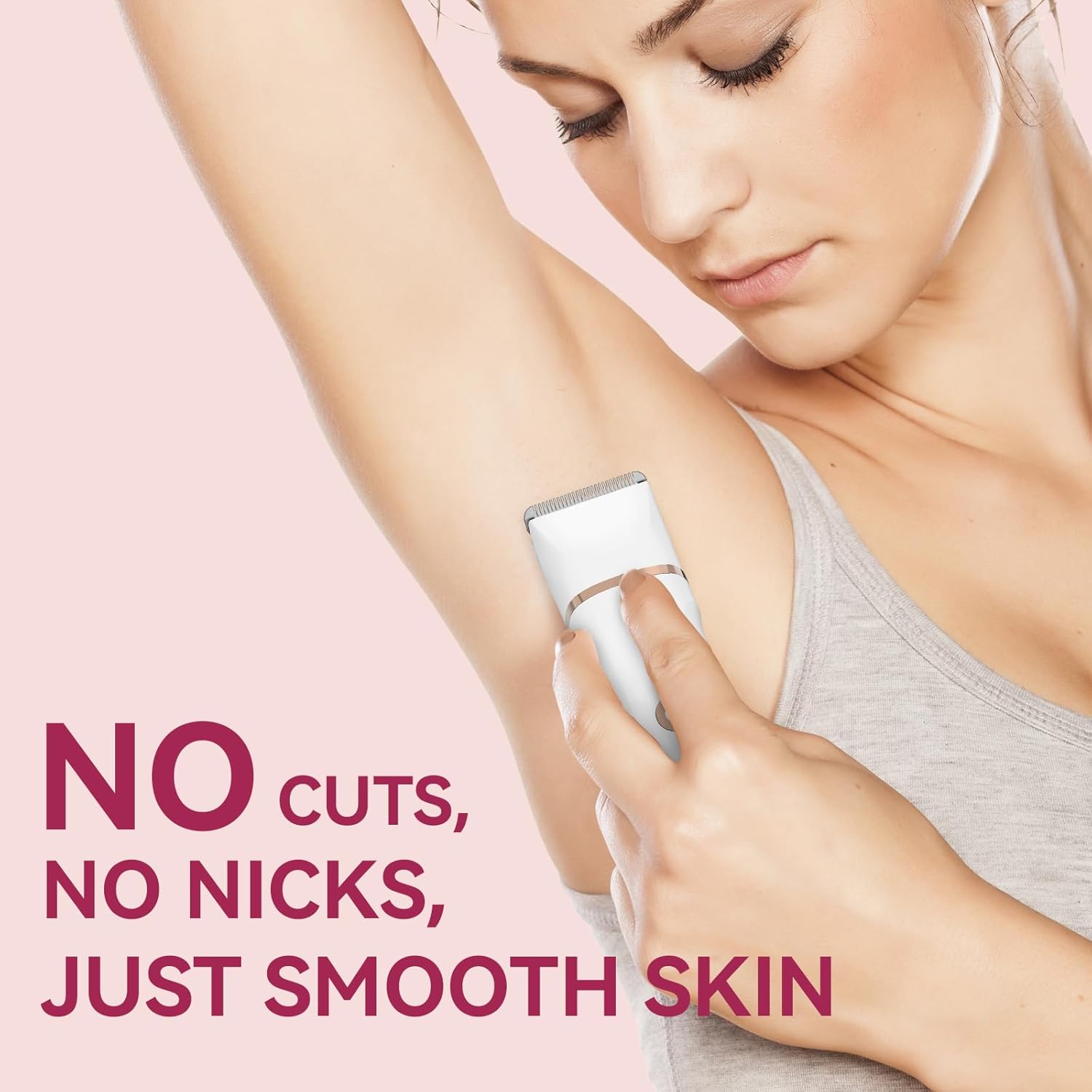 4-in-1 Electric Bikini Trimmer for Women - Painless Electric Razors for Facial/Body/Armpit/Pubic Hair, IPX7 Waterproof Replaceable Shaver Head & Nose Hair Trimmer for Travel, Gifts for Girlfriend Wife - Image 2