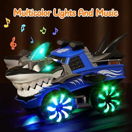 Miniatura 4 de KidsMind Camiones monstruo de tiburón para niños juguete de tiburón grande iluminado con sonidos de chomper shakes camión monstruo para niños