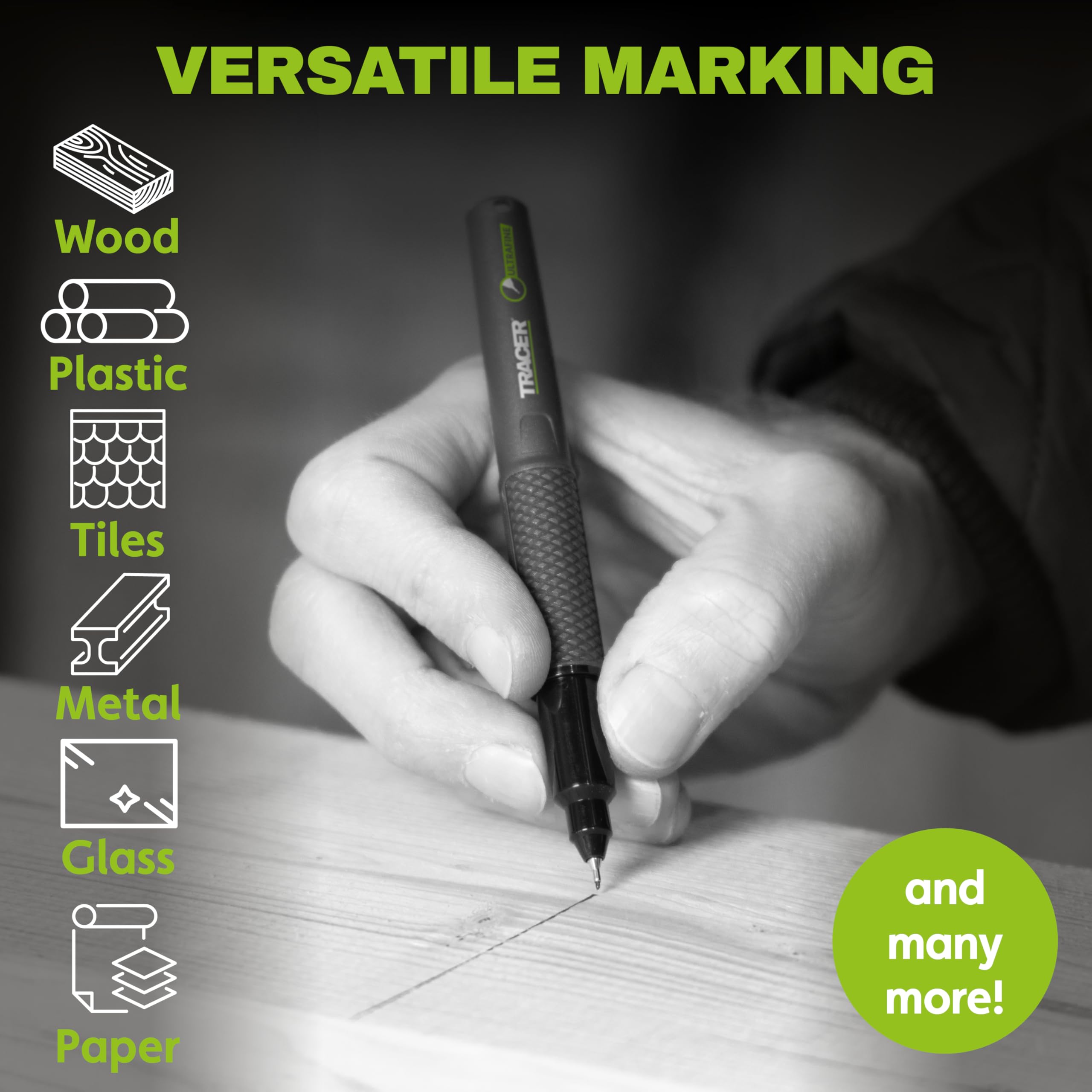Tracer 2.0 Ultra Fine Tip Black Permanent Marker Pens x 36-100hr Cap-off time, Fast-drying Black Marker Pens x 36
