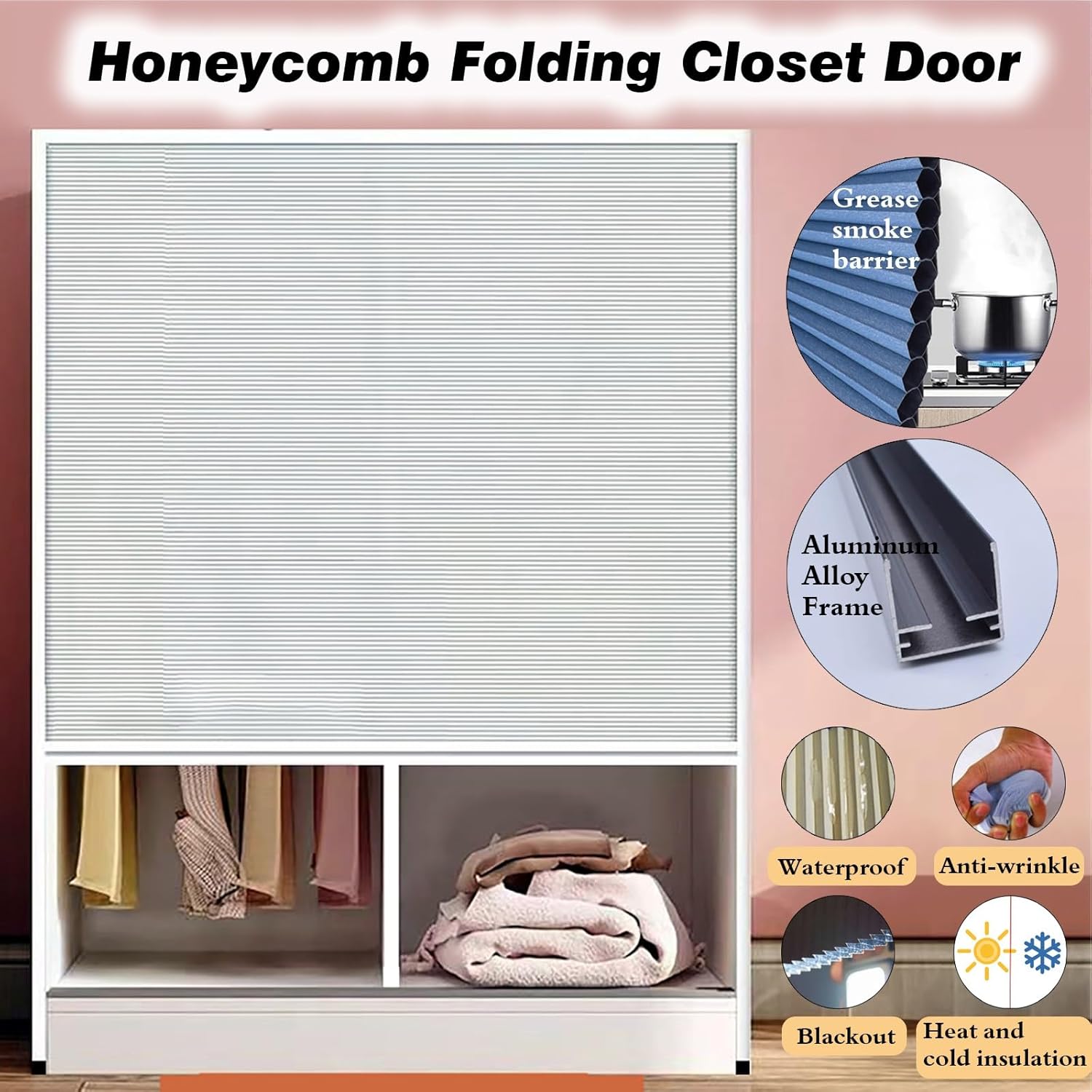 Honeycomb Pull Down Door Kit Cabinet, Wardrobes Wall Cupboards Foldable Push-Pull Gate for Appliance Garage/RV/Motorhome, Customizable - No Drilling(32 x 20 inch)