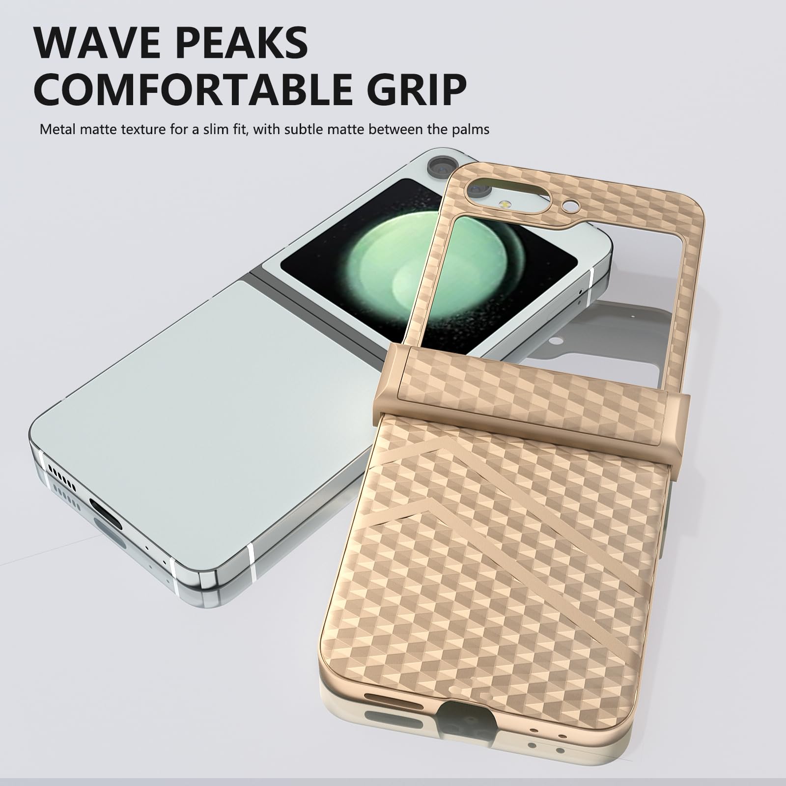 Custodia per Flip5 Cover Ultra Thin + Hinge + Wave Pattern,Skin Feel Case Bumper Slim Custodie per Samsung Galaxy Z Flip5(3)
