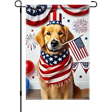BlissYard 4th of July Garden Flag Golden Retriever Dog Patriotic Garden Flag 12x18 Double Sided American Flag Welcome Yard Flag Outdoor Memorial Day Independence Day Decorations