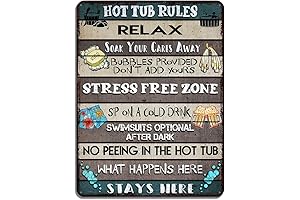 V VIBEPY All Over Printed Hot Tub Rules Metal Sign 12x16 Inches