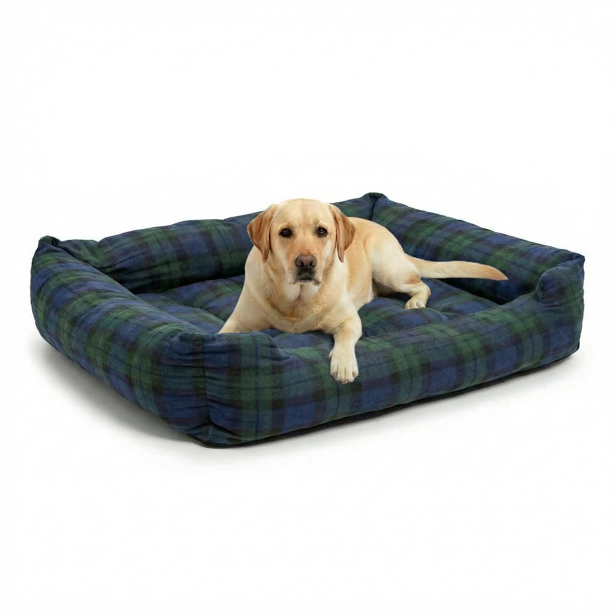 MH Home Soft & Warm Dog Beds Large, Non-Slip Dog Mat Cushion Dog Bed, Washable Pet Bed (Large 60 x 50 cm, Green Check)