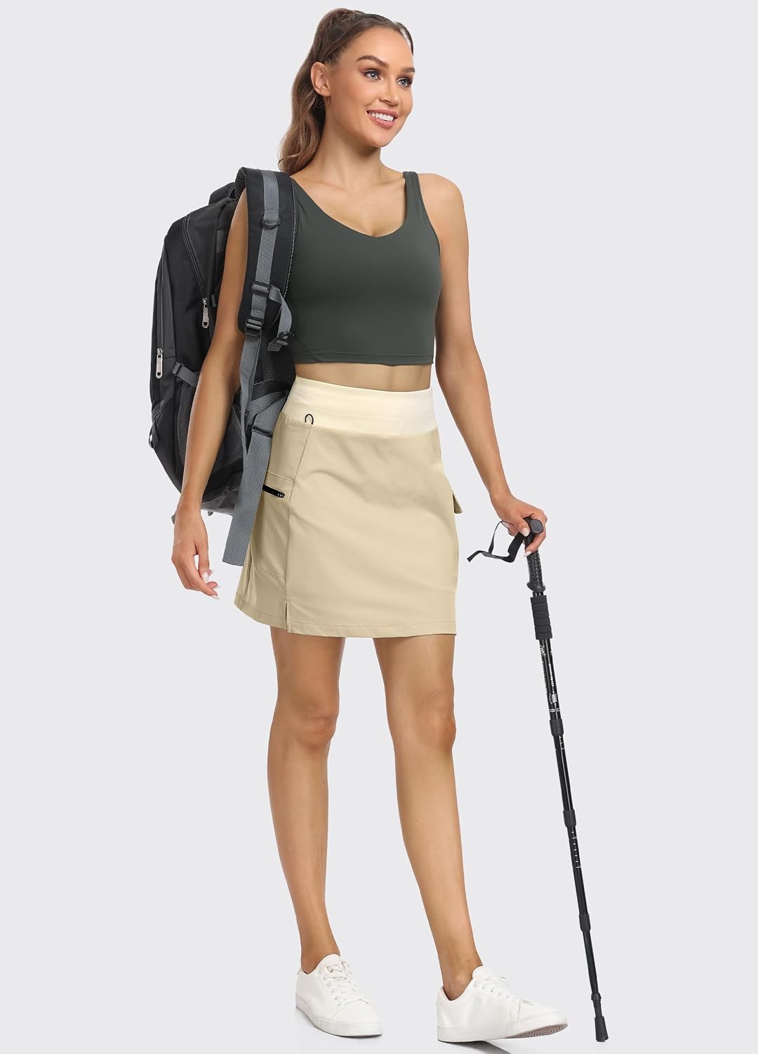 Hiverlay Women Cargo Athletic Skorts with Pockets High Waisted UPF50 Quick Dry Skirt Built-in Shorts for Tennis Golf Hiking