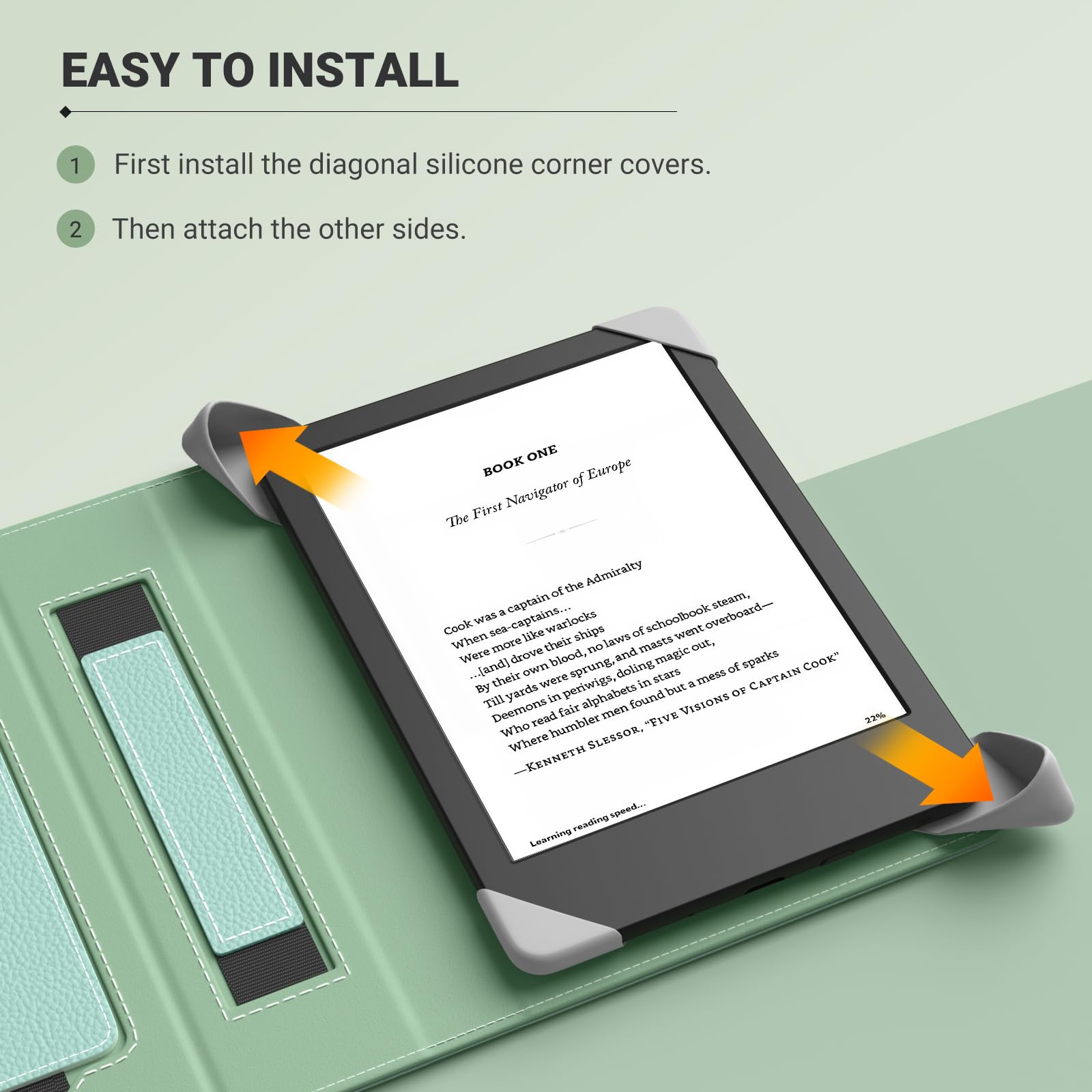 MoKo Universale Custodia per 6 Pollici Kindle eReader, Custodia Leggera Folio con Cinghia e Cavalletto, Verde Tequila Litchi