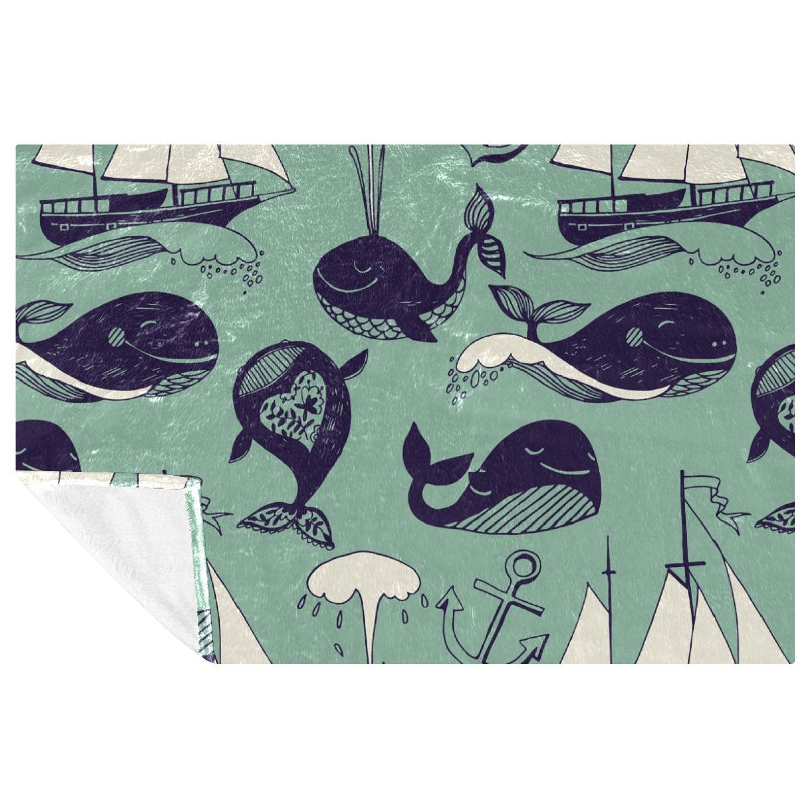 Plaid motif baleines couverture chaude pour vos soirées feu de camp