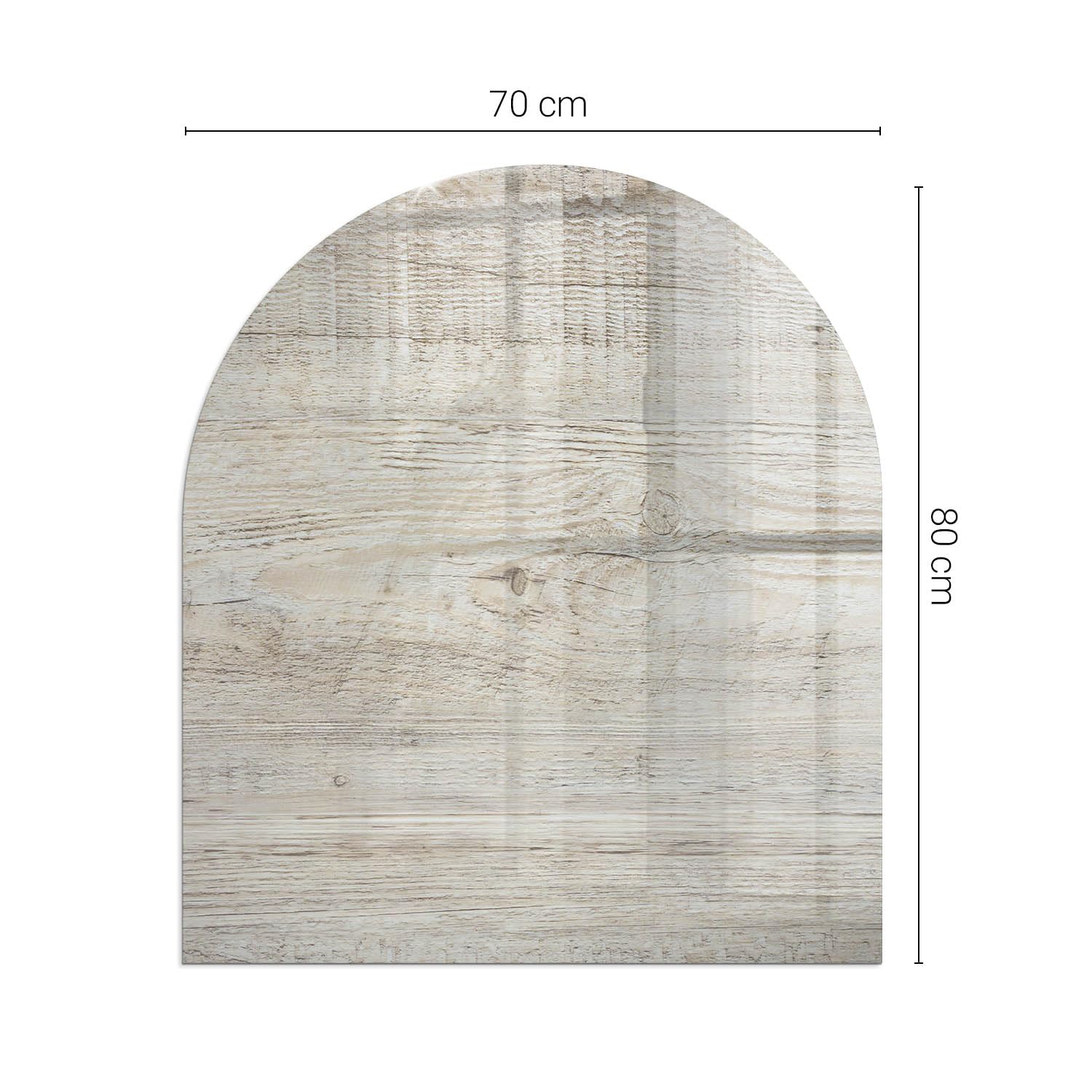 Verre Trempé pour Cheminée 80x70 cm Plaque de Protection Contre les Étincelles pour Poêle Résistant à la Chaleur Arc Protecteur de Sol Imprimé Élégant - Texture bois clair