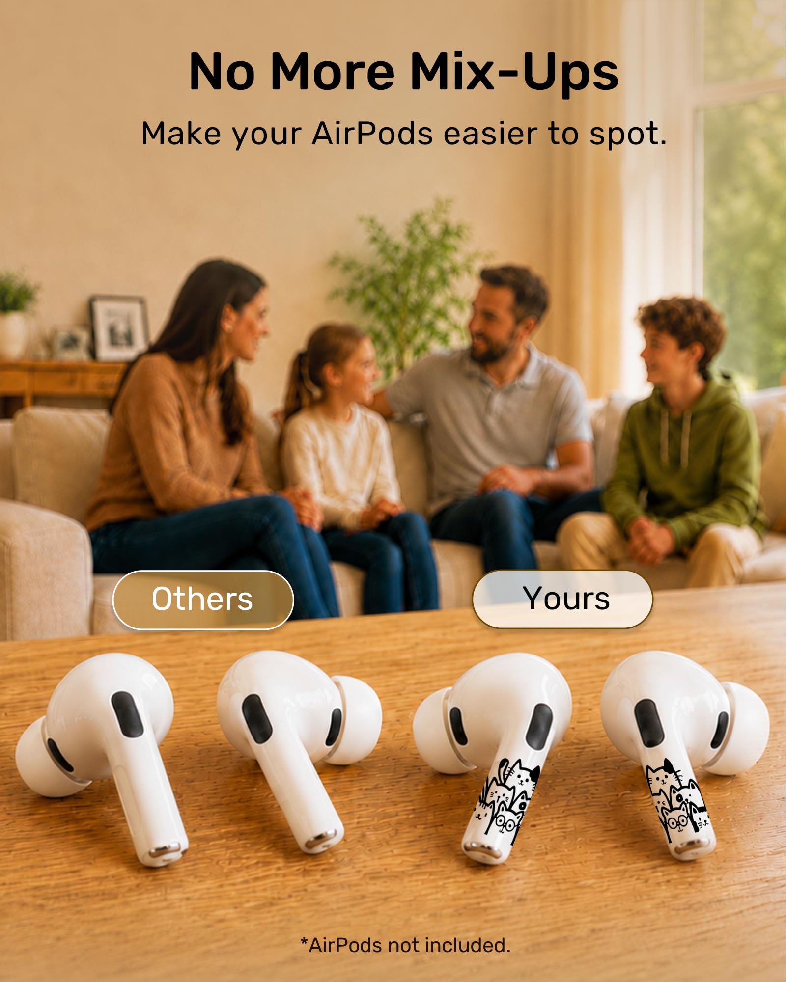 ROCKMAX for AirPods Pro 2 Skin Accessories, Black Cats Sticker