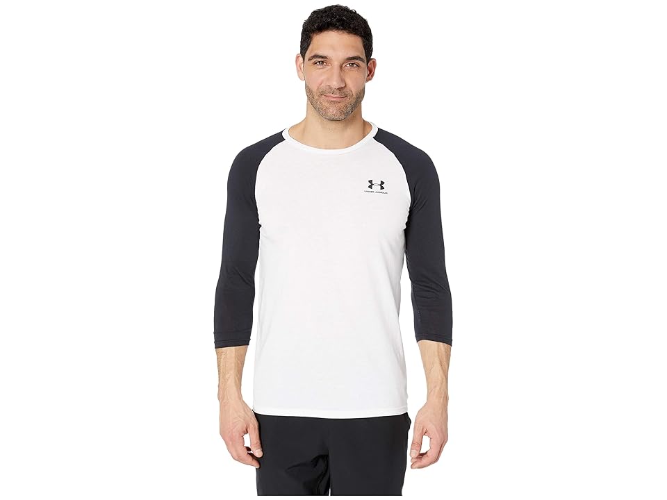 

Under Armour Sportstyle Left Chest 3/4 Tee (White/Black/Black) Men's T Shirt