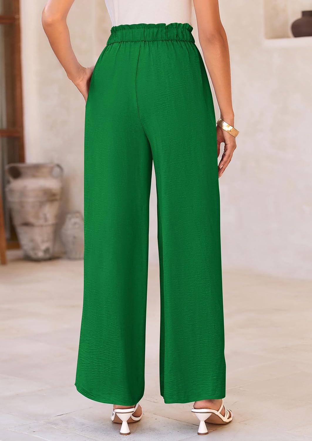 PRETTYGARDEN Women's Wide Leg Work Pants Business Casual High Waisted Loose Palazzo Trouser Summer Clothes