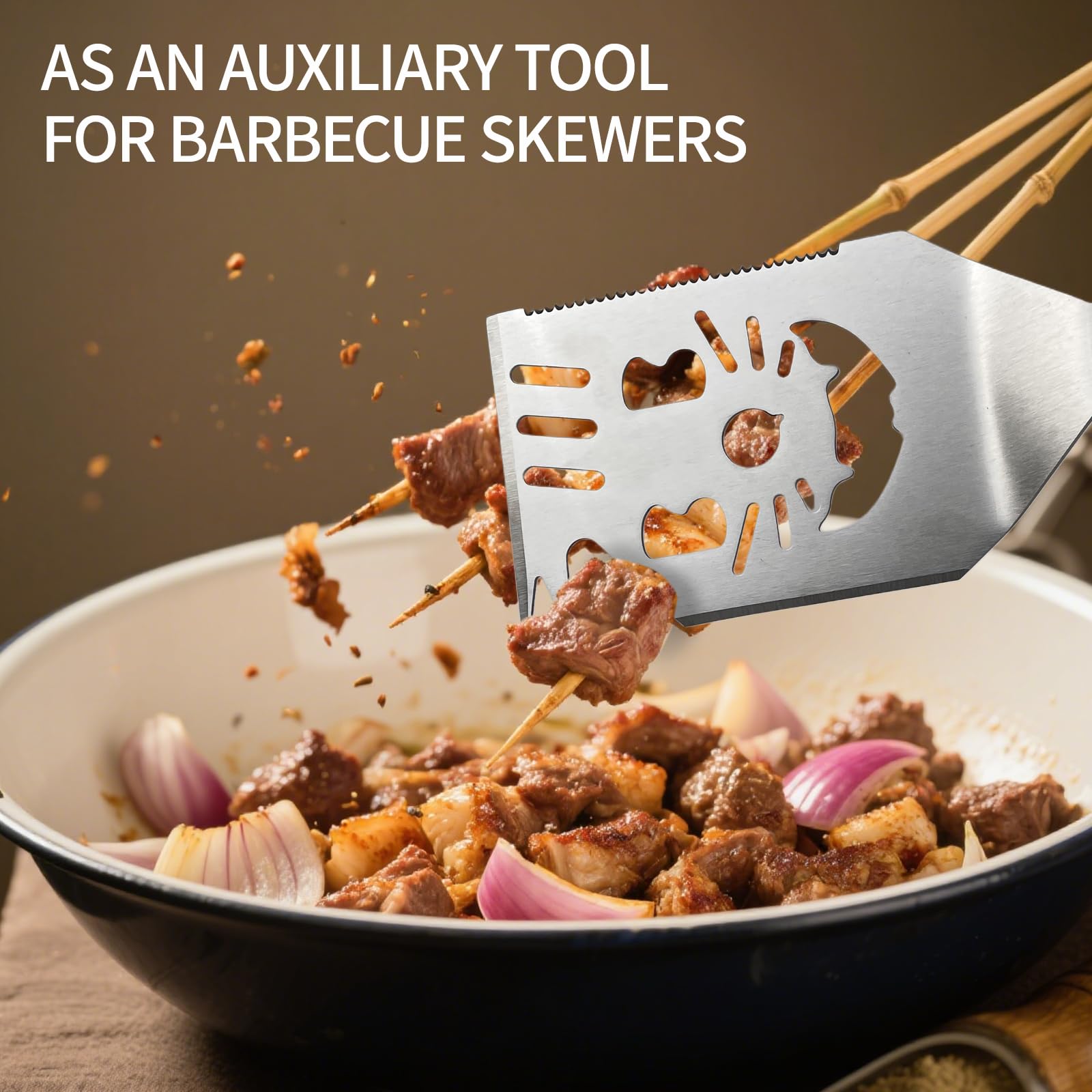 Barbecue Spatule Acier Inoxydable Set 41.5x8cm INOX Ustensiles Professionnel