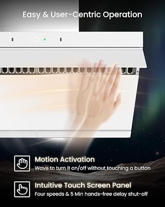 FOTILE JQG9007-W 36 Under Cabinet or Wall Mount Kitchen Range Hood 1100 CFM 4 Speed Level with LED Lights, Fingerprint Resistance and Motion Control