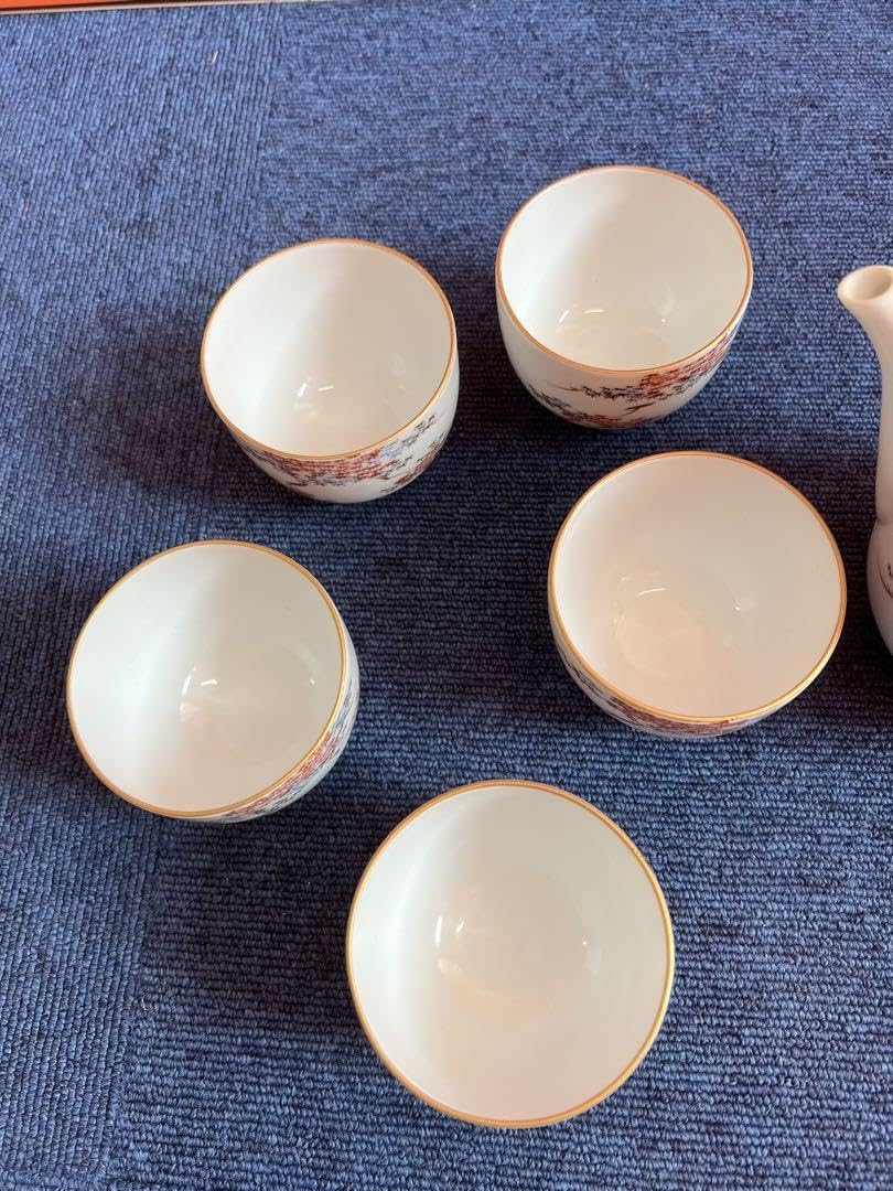 Amazon.co.jp: 深川製磁 紅葉 茶器セット 急須1 湯呑5 金彩 : ホーム 