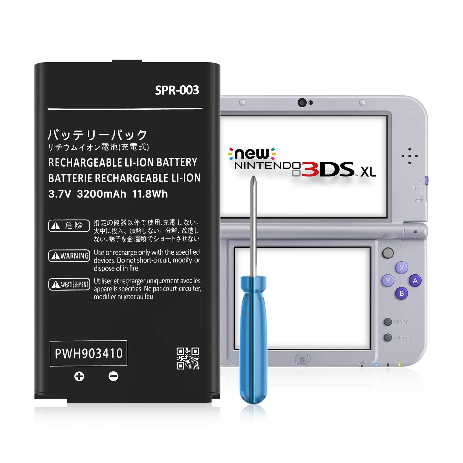 SPR-003 - Batería de repuesto para Nintendo 3DS XL 3DS LL SPR-003 y New 3DS XL RED-001 (3200 mAh)