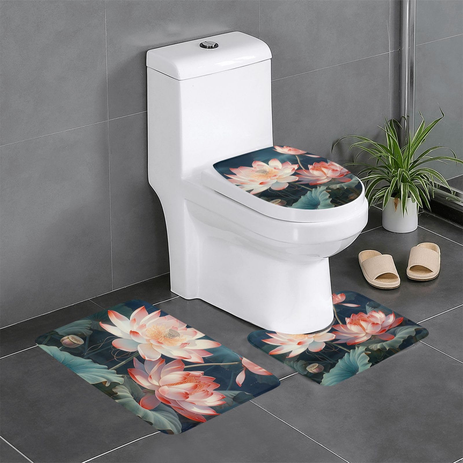 Tapis de douche Libellules et ensemble 3 pièces pour une salle de bain nature
