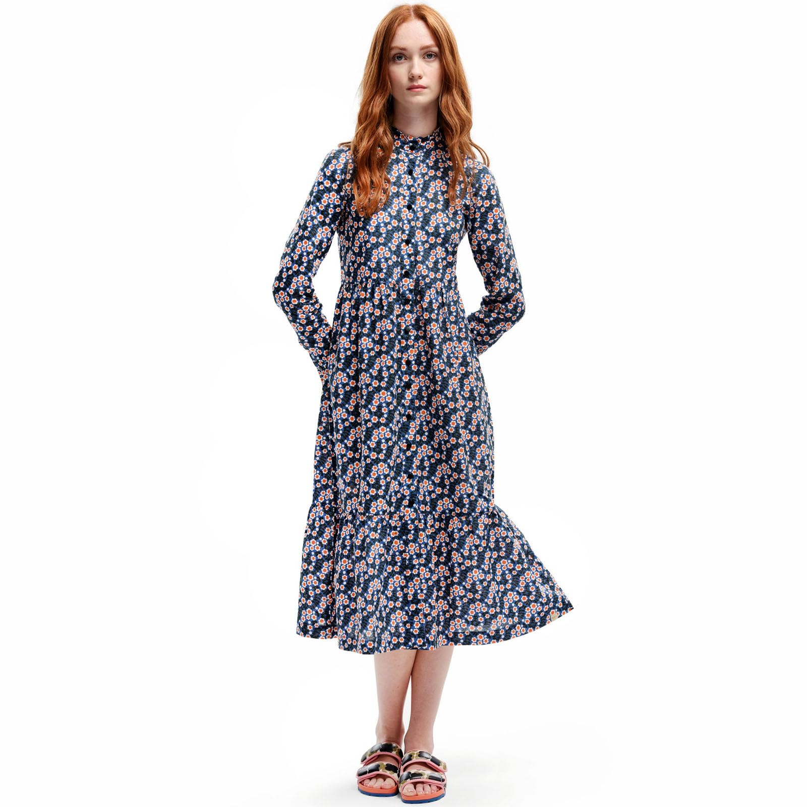 Regatta Women's Water Floral Orla Kiely High Neck Button Up Maxi Dress - 14