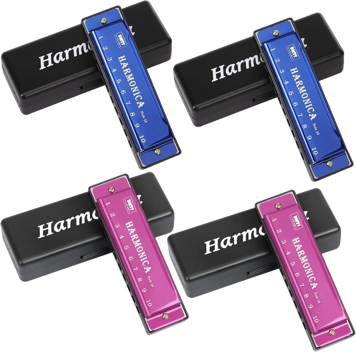 UPINS Harmonica, 4PCS Key of C 10 Hole 10 Tones Titanium