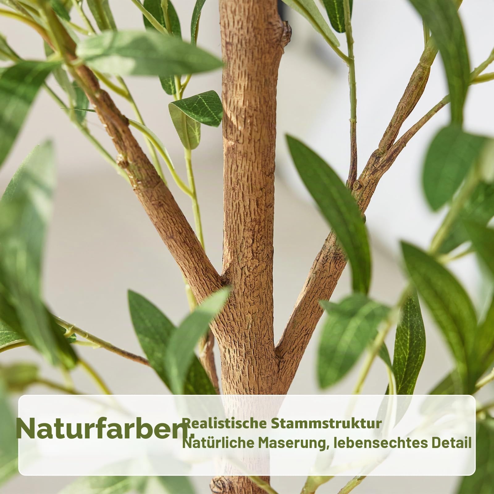 VeriNatural Olivenbaum Künstlich 180cm Kunstpflanze Groß Künstlicher Pflanzen - 642 Blätter 30 Oliven Adjustable Zweige Topf Dekoration - Wohnzimmer Zimmerpflanzen Balkon Indoor Outdoor Deko