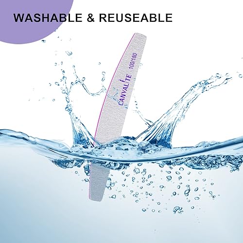 Miniatura 5 de Canvalite 12pcs 100 limas de uñas de grano para uñas acrílicas Emery Board Herramientas de peinado de uñas para uso doméstico y salón de belleza