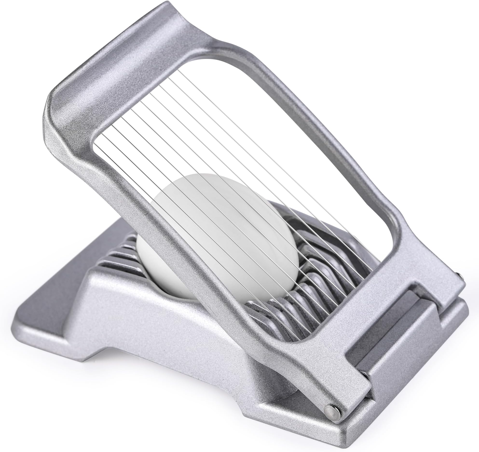 Egg Slicer for Hard Boiled Eggs, Stainless Steel Wire, Multipurpose Heavy Duty Aluminium Egg Cutter Dishwasher Safe for Egg, Salads & Sandwiches, Strawberries, Mushrooms & Soft Cheese, Fruit, Sliver