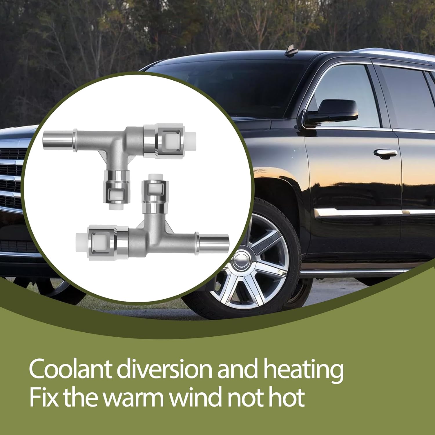 Aluminum Metal HVAC Heater Inlet Hose Tee Connector Fit for Suburban 2000-2014 GMC Sierra Yukon Cadillac Escalade Chevrolet Silverado2007-2014 Replace 15055343 15055342 800-414HP 800-413HP