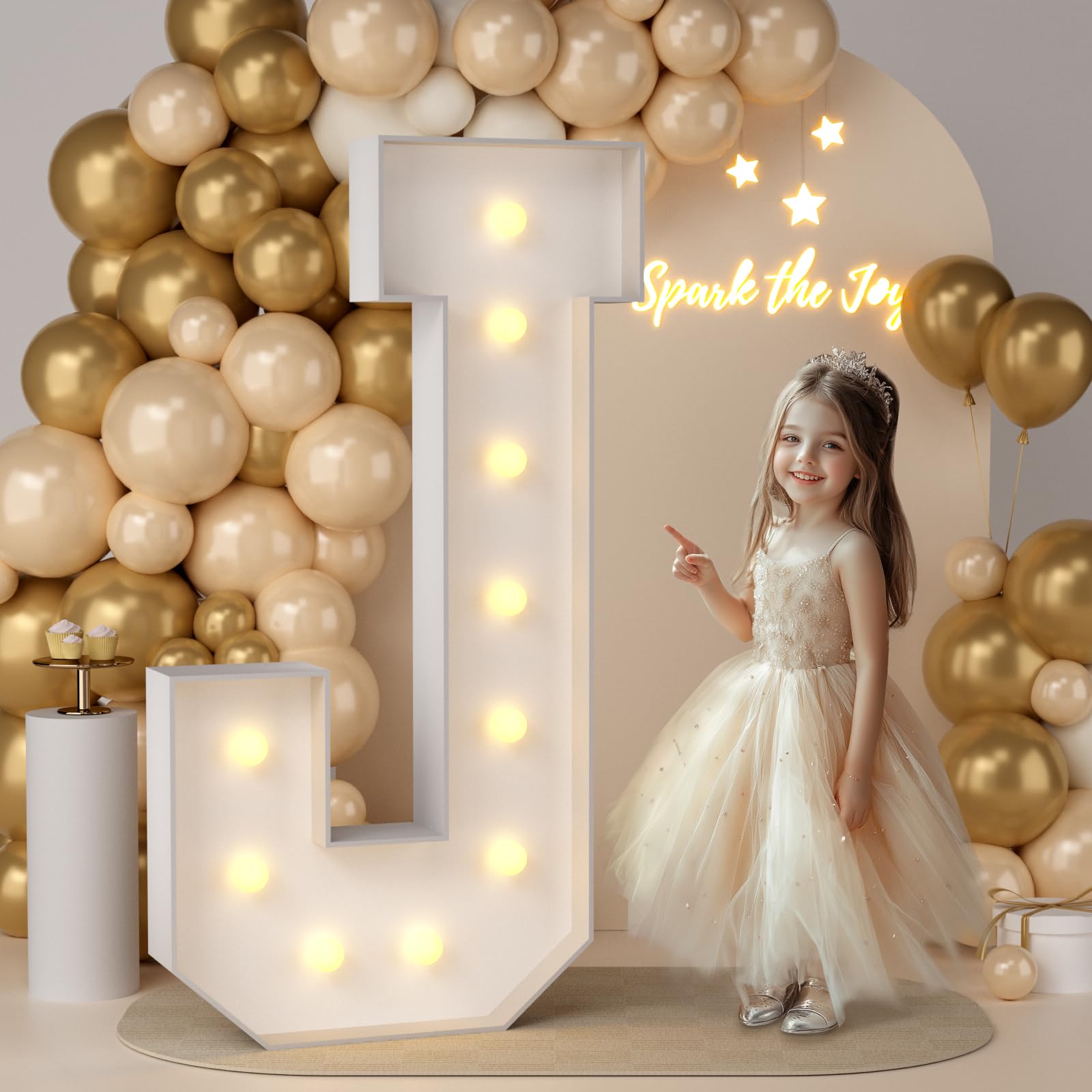 JoyMuse 4FT Marquee Light Up Letters,Large Marquee Letters 4 Feet Tall for Marry Me Proposal Decorations Big 4FT Letters with Lights for Baby Shower Party Decor, Letter J